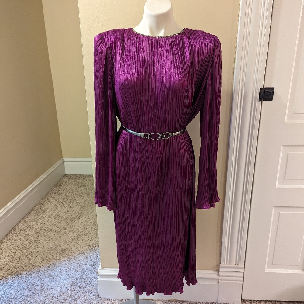 Vintage Lee Limone purple dress with jeweled trim size L